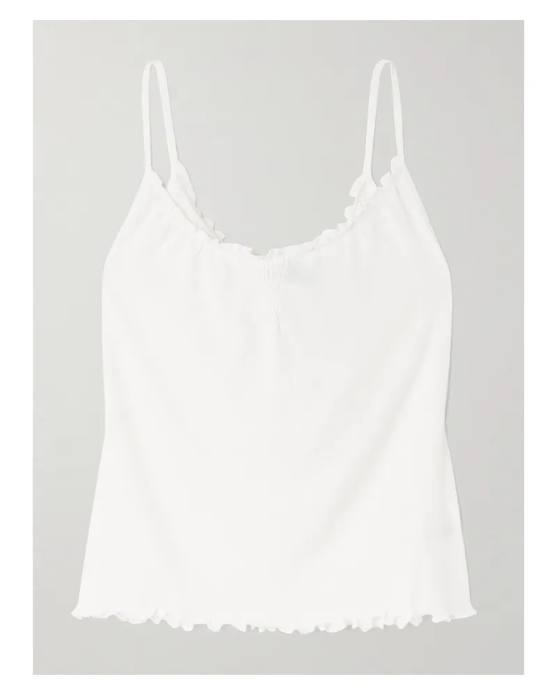 Deiji Studios Flounce Top Aus Einer Baumwoll-wollmischung Mit Raffung - Creme Creme