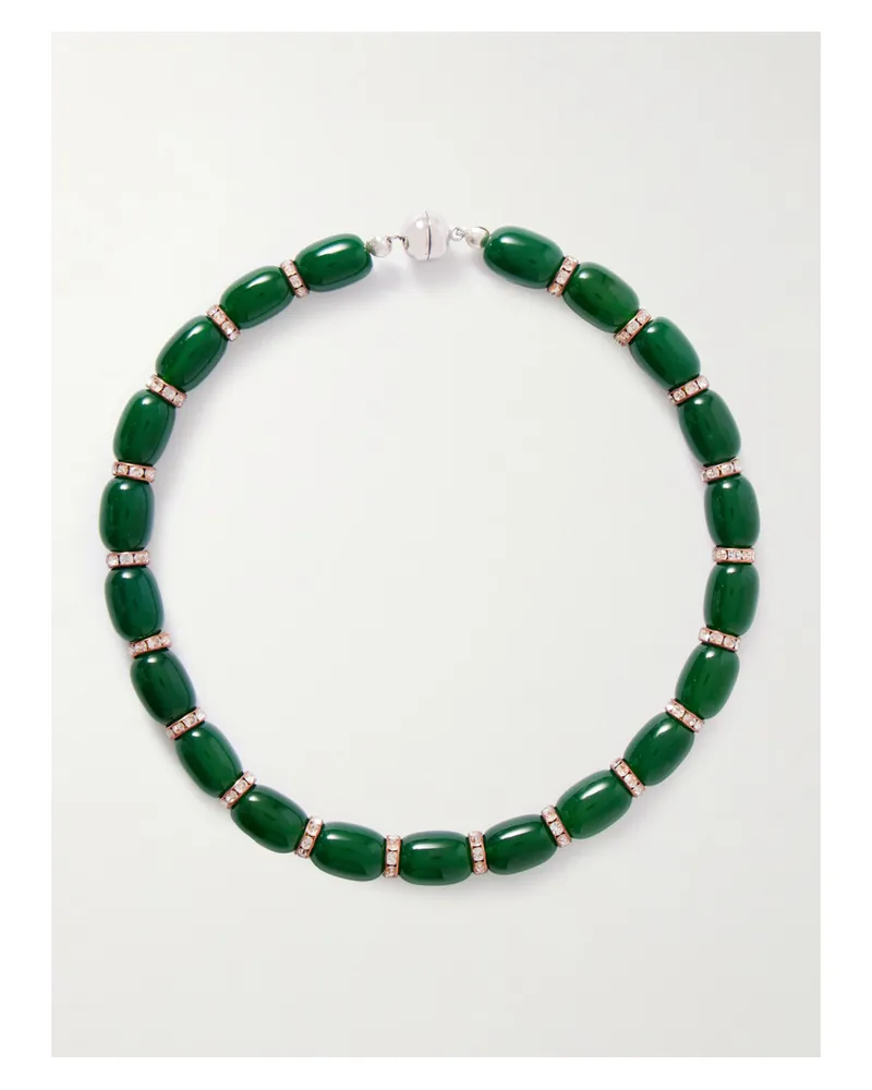 JULIETTA Donna Rhodium-plated, Resin And Crystal Necklace - Green Green