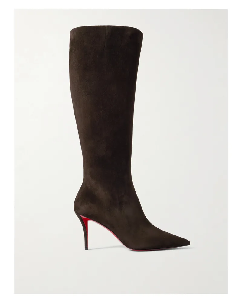 Christian Louboutin Miss Z 80 Suede Knee Boots - Brown Brown