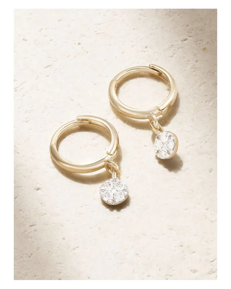 Stone & Strand Disco Creolen Aus 10 Karat Gelb- Und Weißgold Mit Diamanten Gold