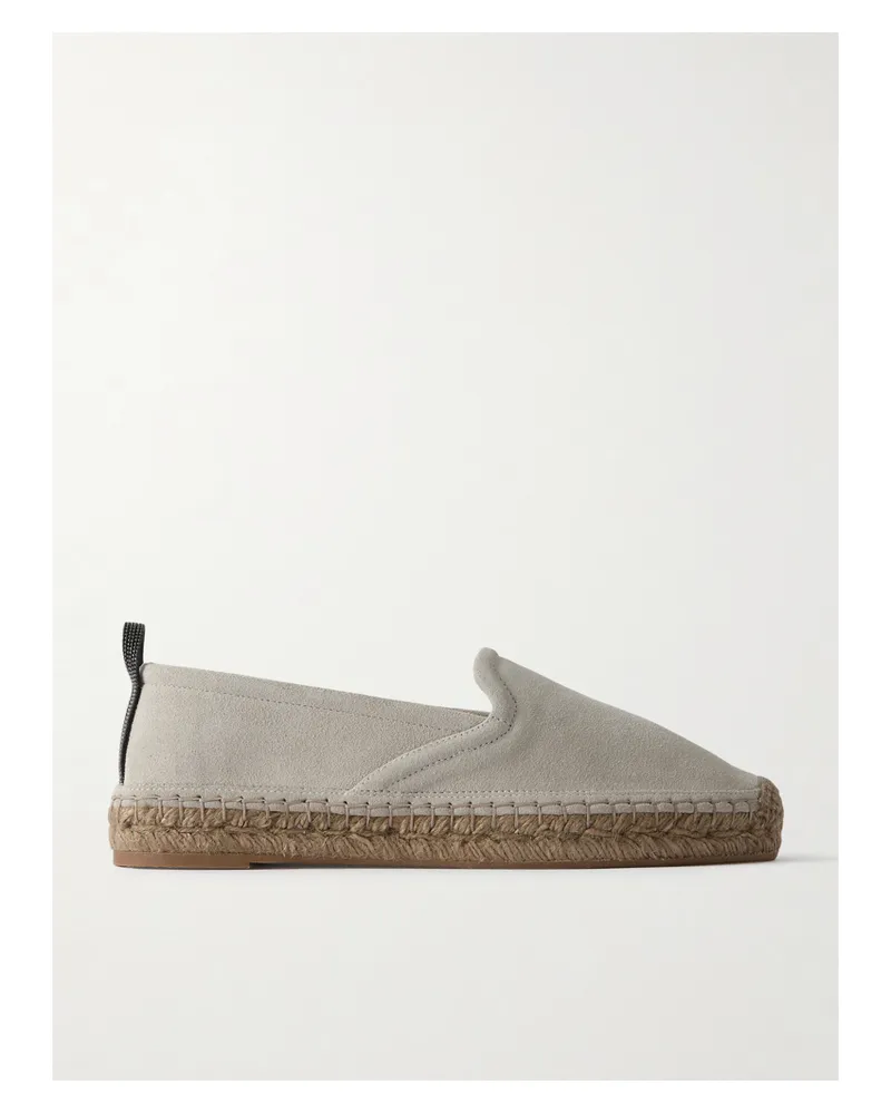 Brunello Cucinelli Espadrilles Aus Veloursleder Mit Zierperlen - Grau Grau
