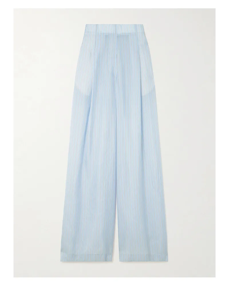 Dries van Noten Striped Satin-crepe Wide-leg Pants - Blue Blue