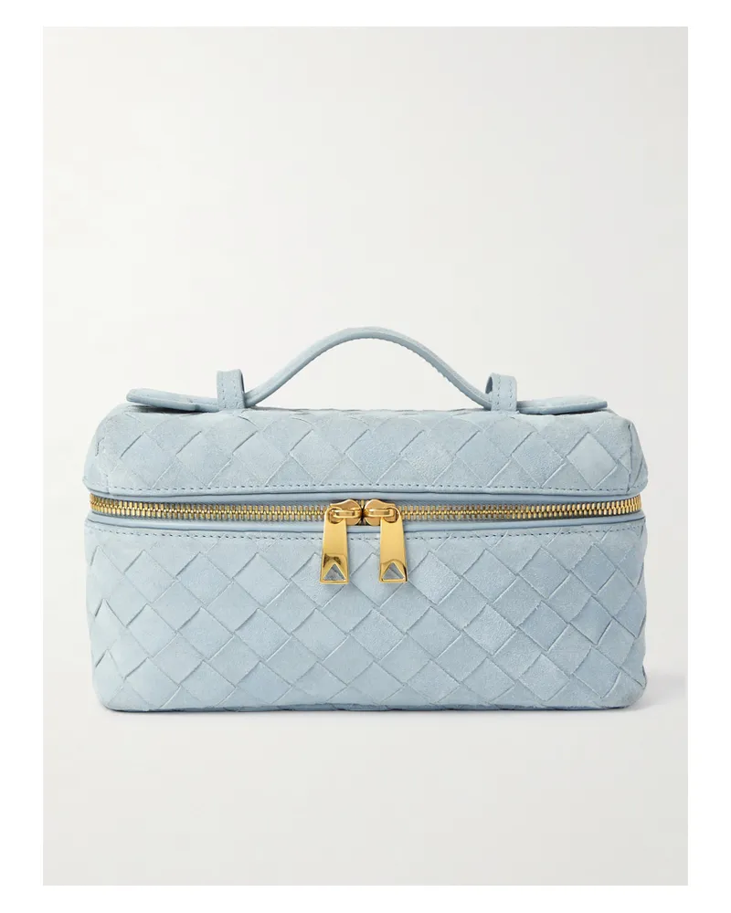 Bottega Veneta Bang Bang Vanity Mini Intrecciato Suede Tote - Blue Blue