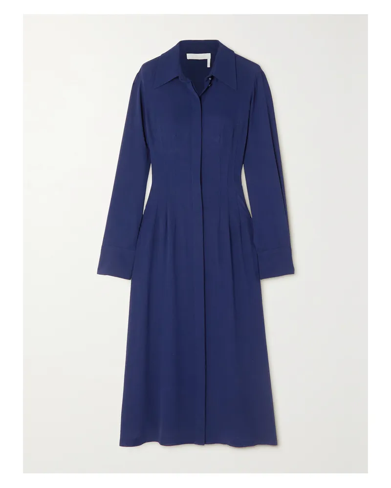 Chloé Midi-hemdblusenkleid Aus Crêpe De Chine Aus Seide - Blau Blau