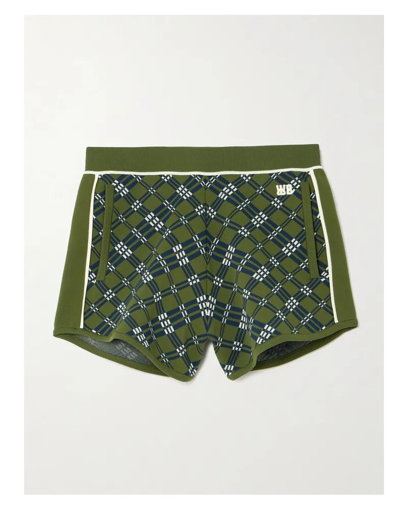 Wales Bonner Power Shorts Aus Jacquard-strick Mit Stickerei - Grün Grün