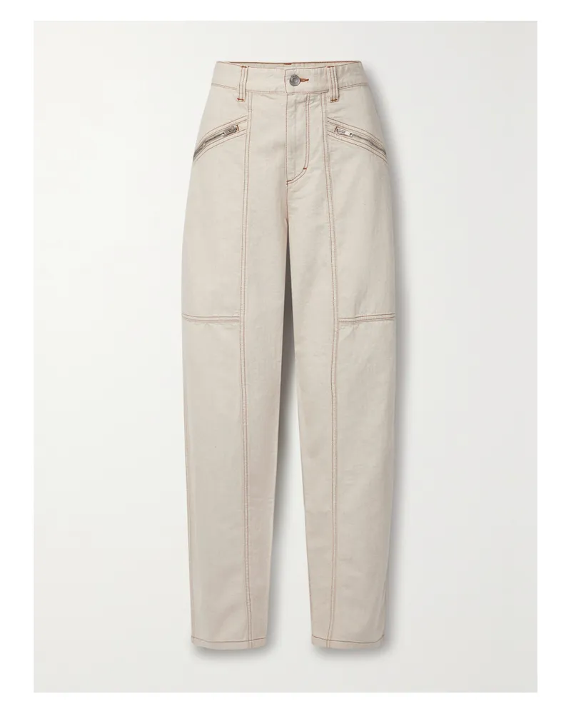 Isabel Marant Fanny Hoch Sitzende Patchwork-jeans Mit Weitem Bein - Ecru Ecru