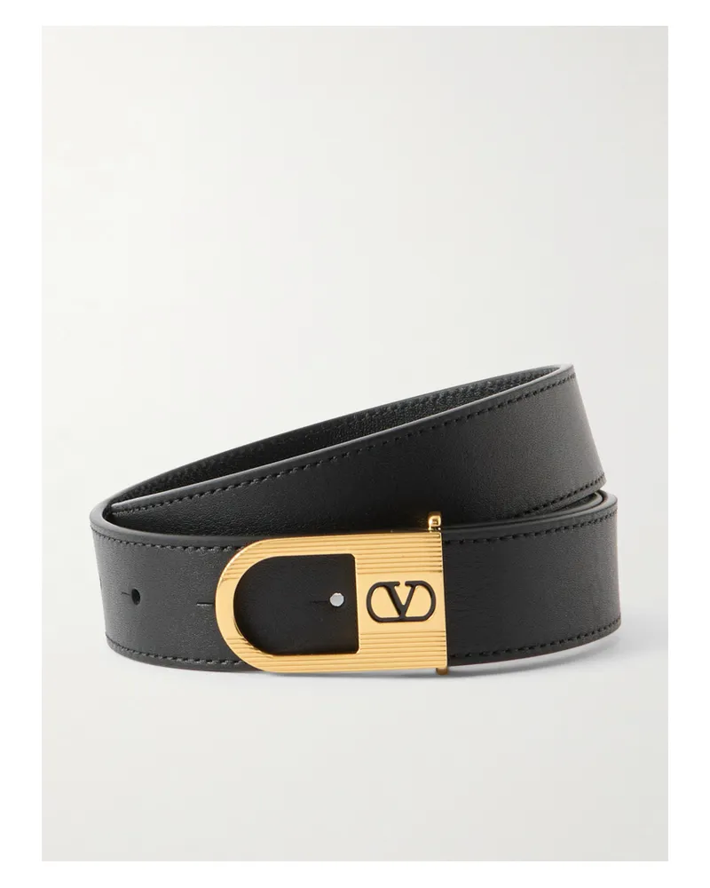 Valentino Garavani Vlogo Signature Ledergürtel - Schwarz Schwarz