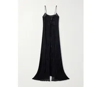 Smocked Silk-blend Maxi Dress - Black