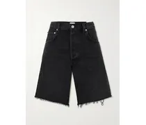 Ayla Jeansshorts Mit Fransen - Schwarz