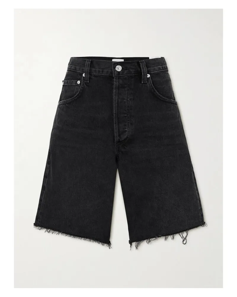 Citizens of humanity Ayla Jeansshorts Mit Fransen - Schwarz Schwarz