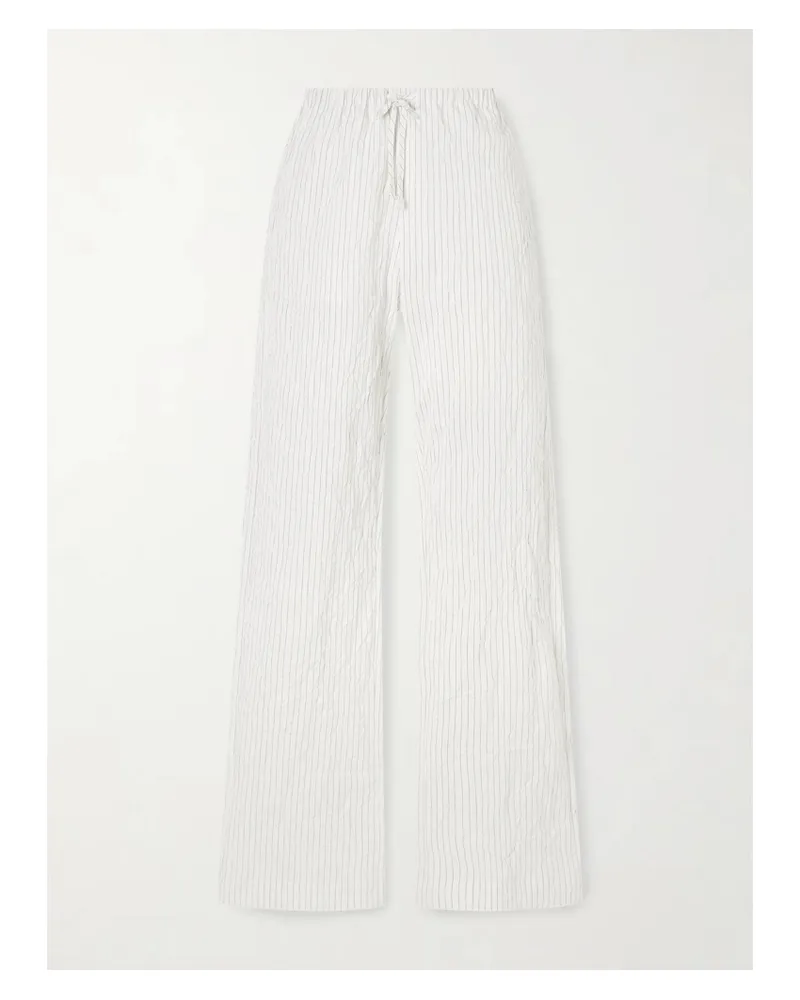 Róhe Jam Striped Crepon Wide-leg Pants - White White
