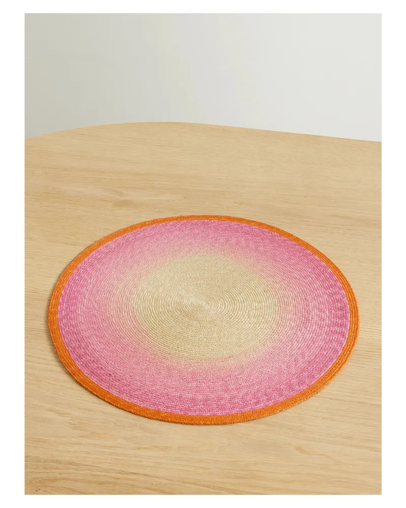 La DoubleJ Sunset Set Aus Zwei Platzsets Aus Bemaltem Stroh - Pink Pink