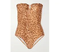 Cascadian Badeanzug Mit Leopardenprint, Bügel-cups Und Details Im Überwendlichstich - Braun