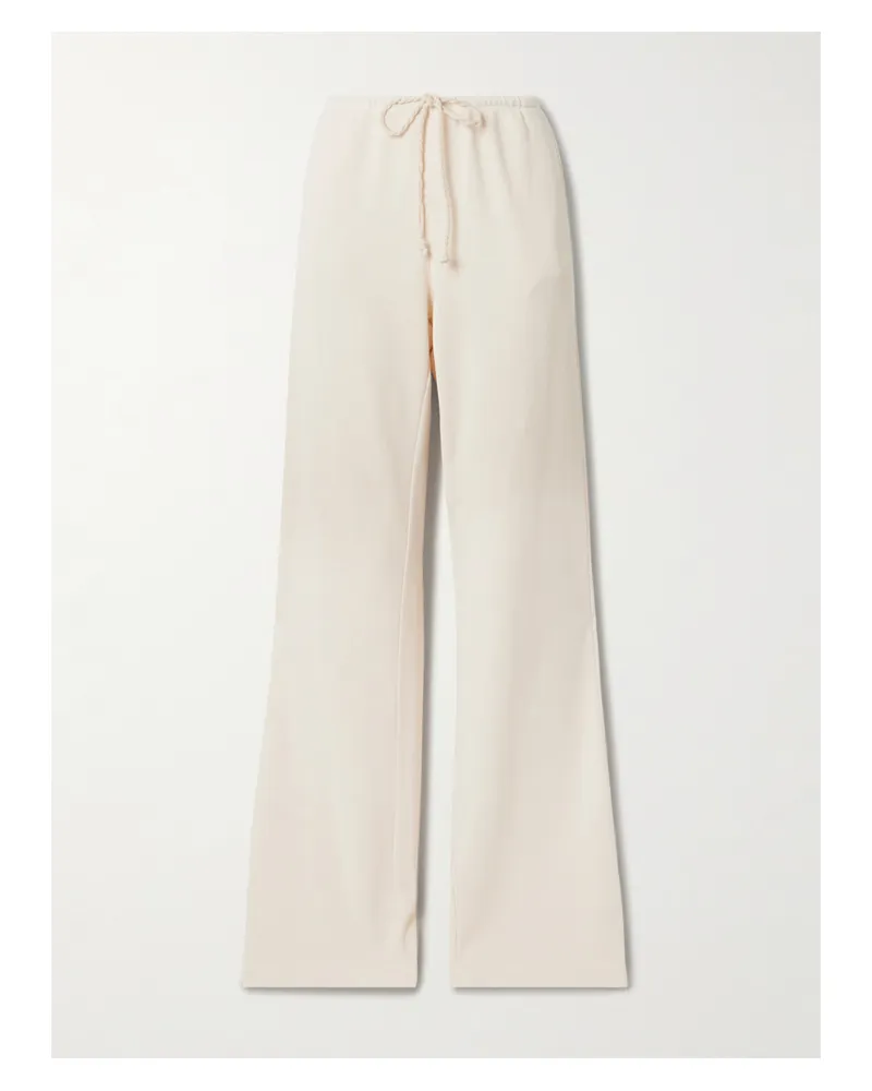 The Elder Statesman Hose Mit Weitem Bein Aus Einer Baumwoll-kaschmirmischung - Ecru Ecru