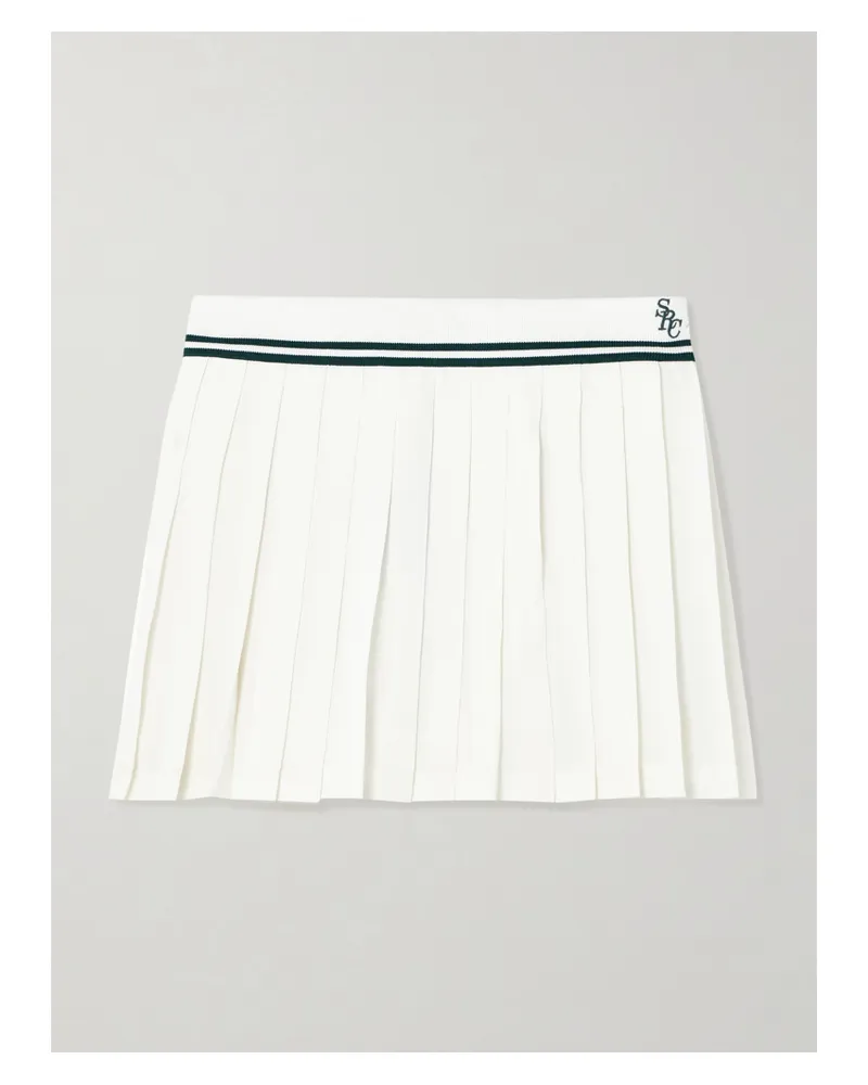 SPORTY & RICH Abigail Minirock Aus Crêpe De Chine Mit Stickerei Und Streifen - Weiß Weiß
