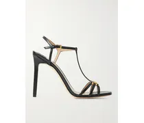 Sandalen Aus Leder Mit Eidechseneffekt Und Verzierung - Schwarz