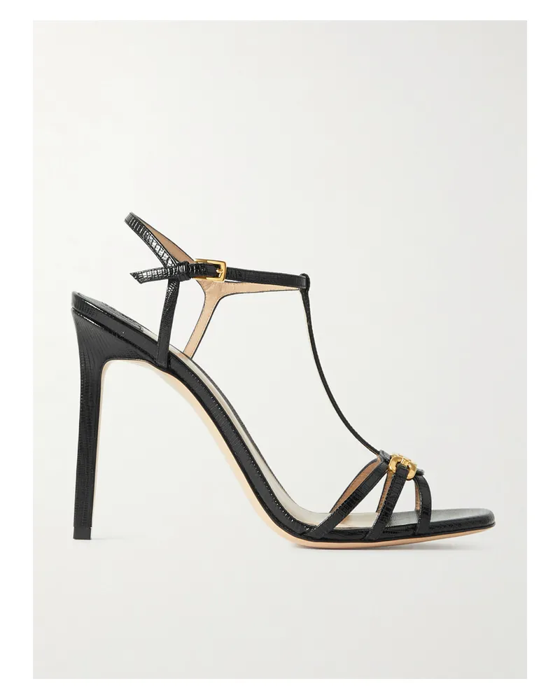 Tom Ford Sandalen Aus Leder Mit Eidechseneffekt Und Verzierung - Schwarz Schwarz