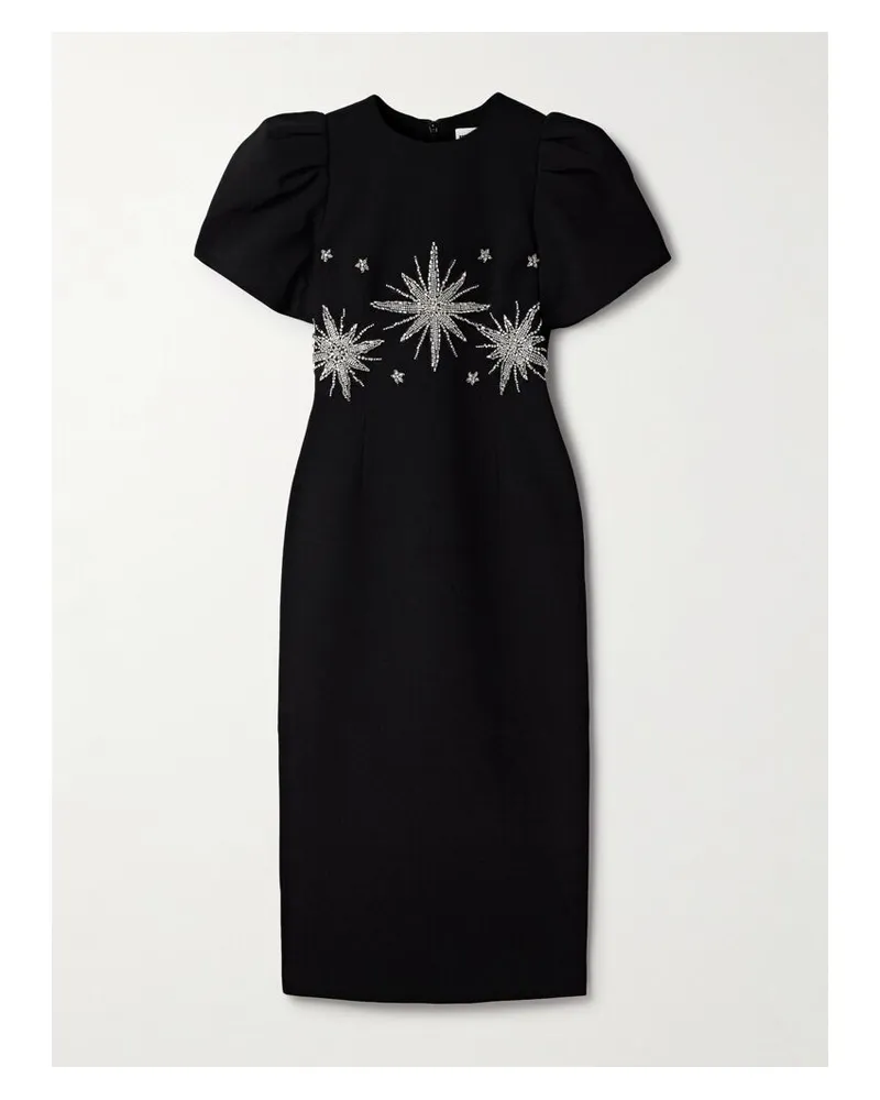 Rebecca Vallance Estella Midikleid Aus Crêpe Mit Kristallen - Schwarz Schwarz