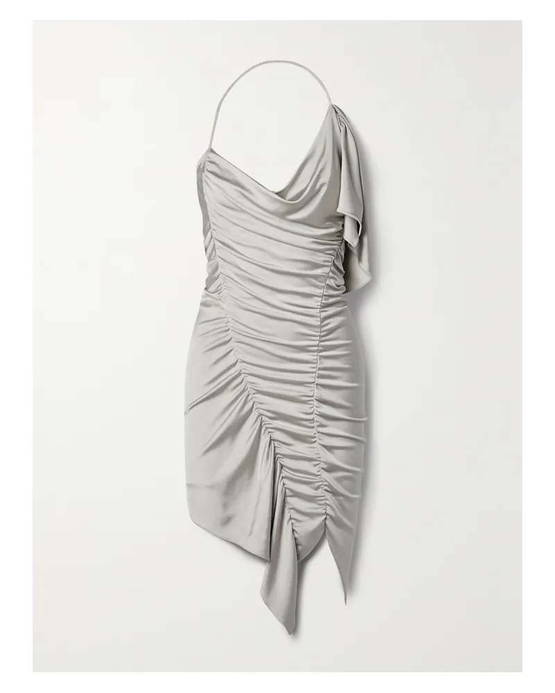 ET OCHS Autumn Asymmetrisches Minikleid Aus Glänzendem Jersey Mit Raffungen - Wollweiß Wollweiß