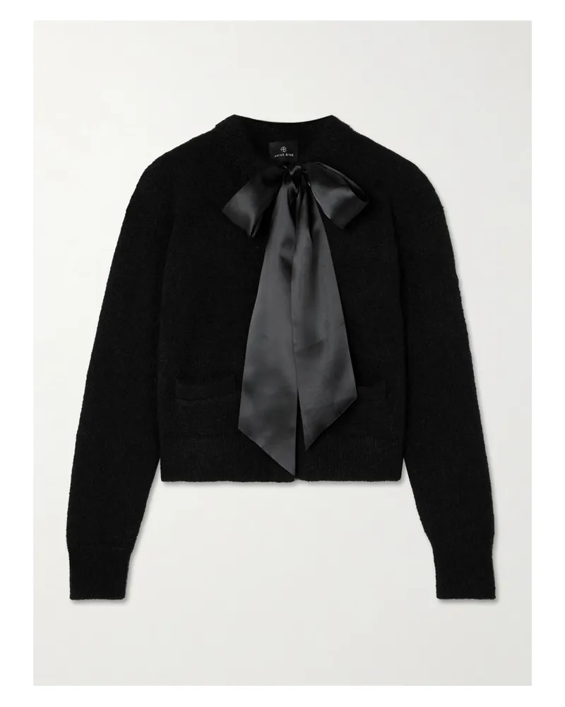 Anine Bing Rhodes Bow-detailed Alpaca-blend Cardigan - Black Black