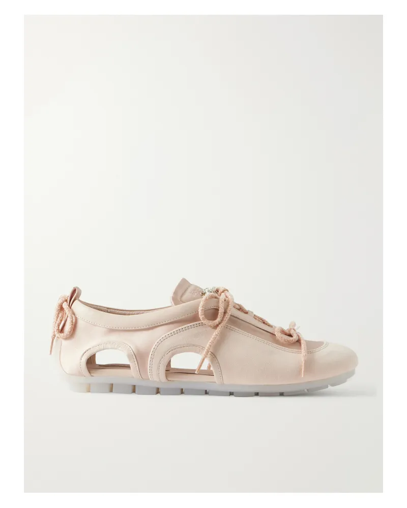 Simone Rocha Ballerina Cutout Suede-trimmed Satin Sneakers - Pink Pink