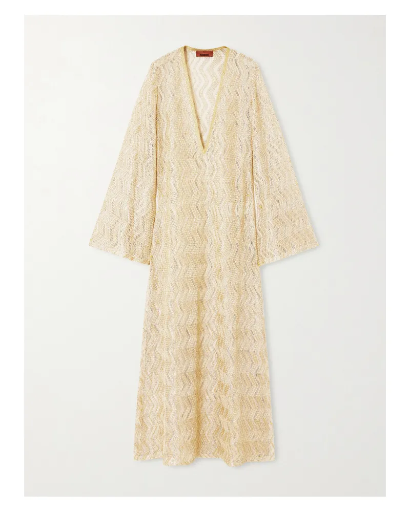 Missoni Mare Strandkleid Aus Häkelstrick In Metallic-optik - Gold Gold