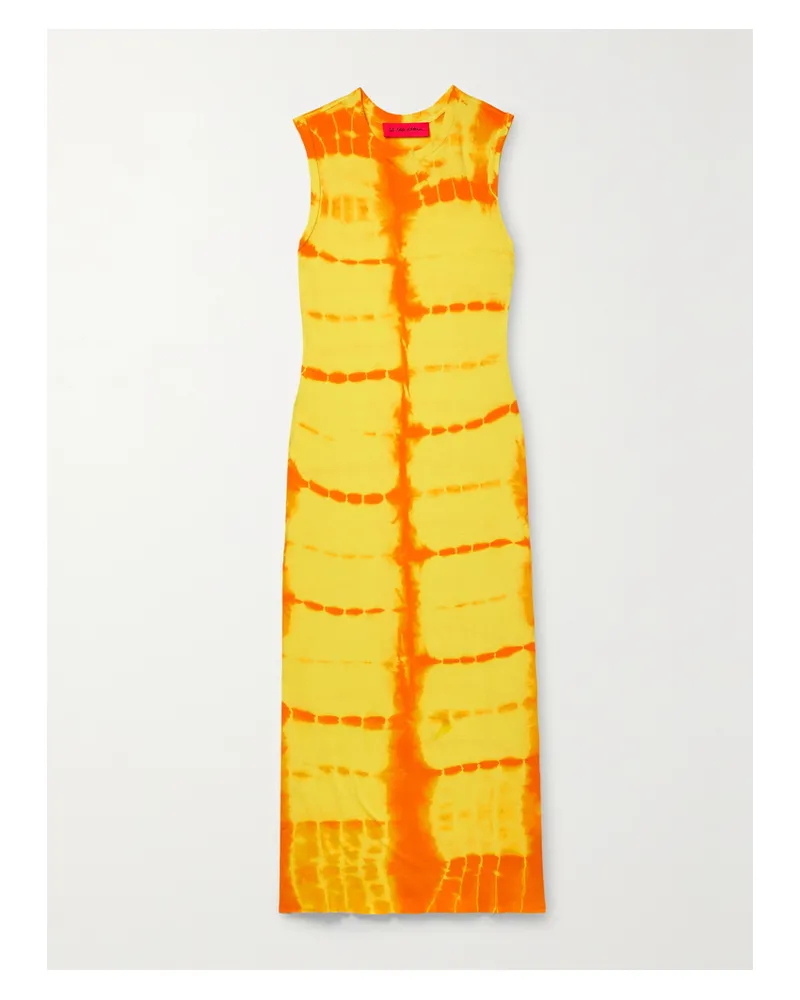 The Elder Statesman Midikleid Aus Jersey Aus Einer Baumwoll-kaschmirmischung Mit Batikmuster - Gelb Gelb