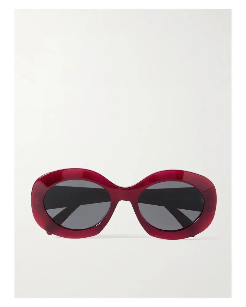 Celine Triomphe Oversized Round-frame Acetate Sunglasses - Red Red