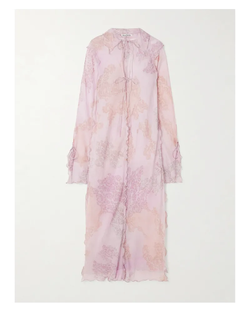 Acne Studios Maxikleid aus Bedrucktem Chiffon aus einer Baumwoll-seidenmischung Pink