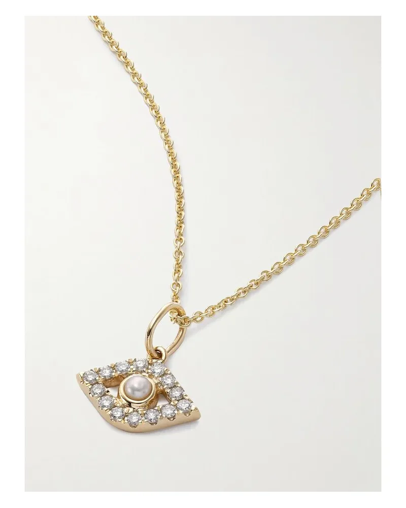 Sydney Evan Kette Aus 14 Karat Gold Mit Perlen Und Diamanten Gold