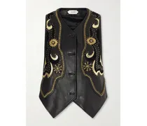 Embellished Leather Vest - Black
