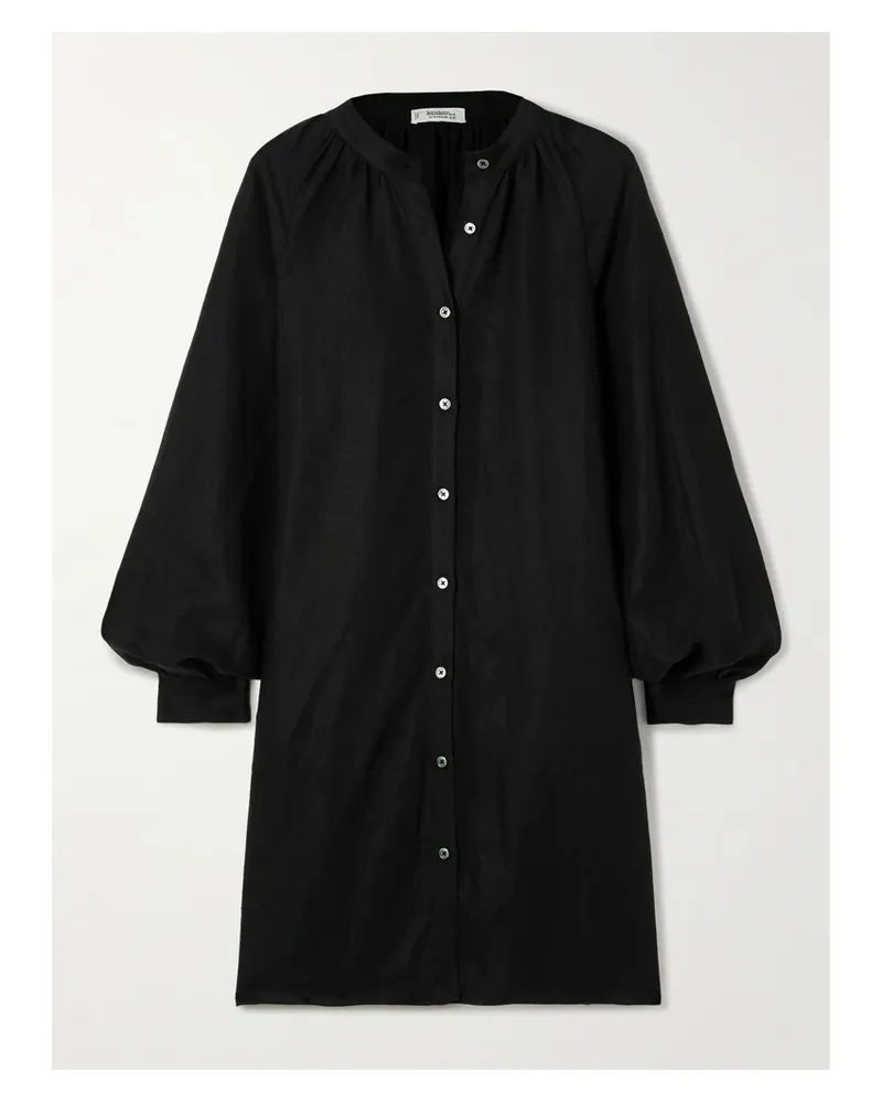 lemlem Meaza Minikleid Aus Einer Mischung Aus Leinen Und Tencel™ Lenzing™ Modal Mit Gürtel - Schwarz Schwarz