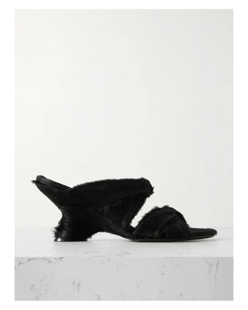 Dries van Noten Sandalen Aus Leder Und Plüschmaterial - Schwarz Schwarz