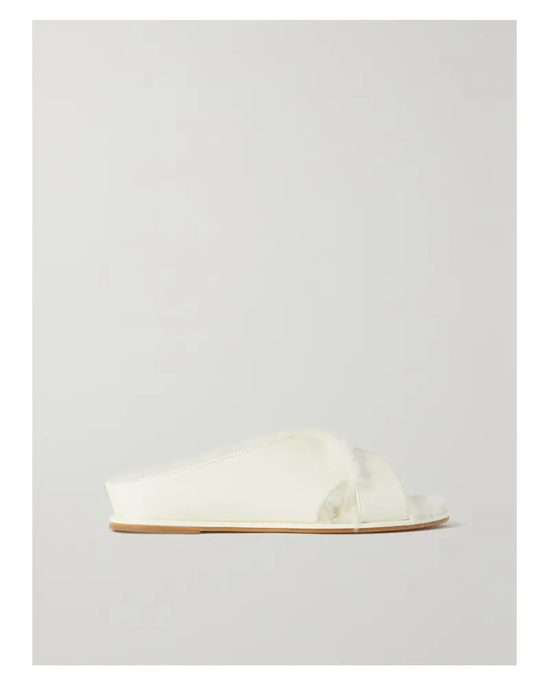 Gabriela Hearst Ellington Pantoletten Aus Leder Und Faux-fur - Creme Creme