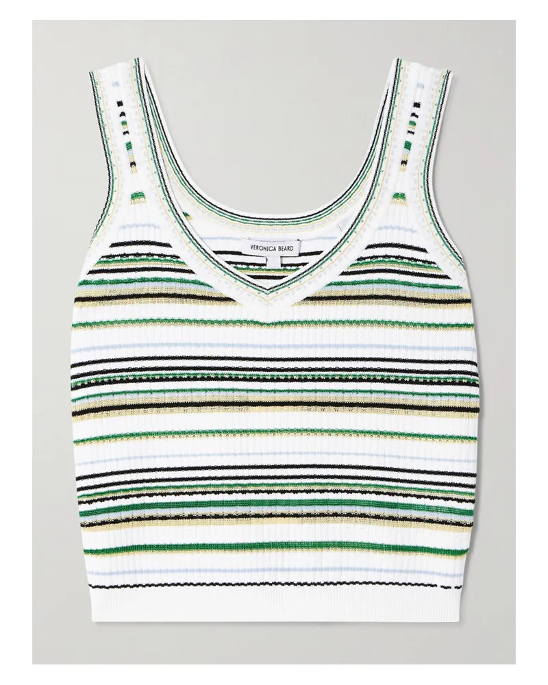 Veronica Beard Carlin Tanktop Aus Gestreiftem Rippstrick - Weiß Weiß