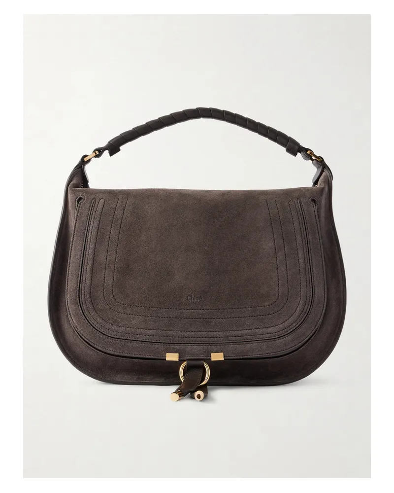Chloé Marcie Suede Shoulder Bag - Brown Brown