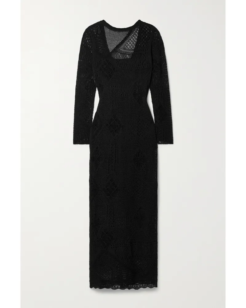 Lafayette148 Midikleid Aus Häkelstrick Aus Baumwolle - Schwarz Schwarz