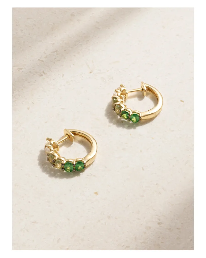 Roxanne First 14-karat Gold Sapphire Hoop Earrings - Green Green