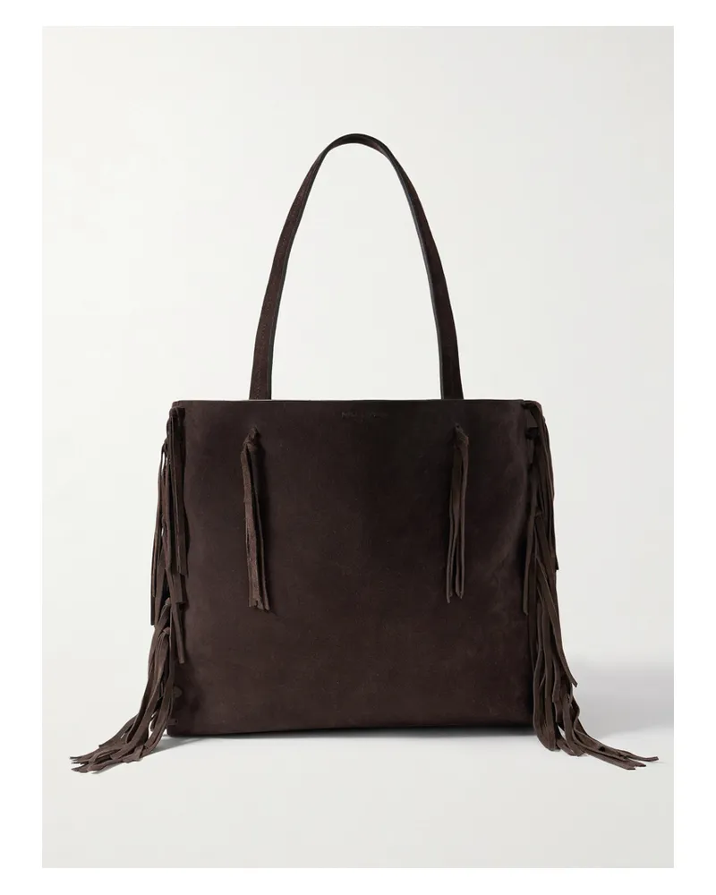 Nili Lotan Joni Fringed Suede Tote - Brown Brown