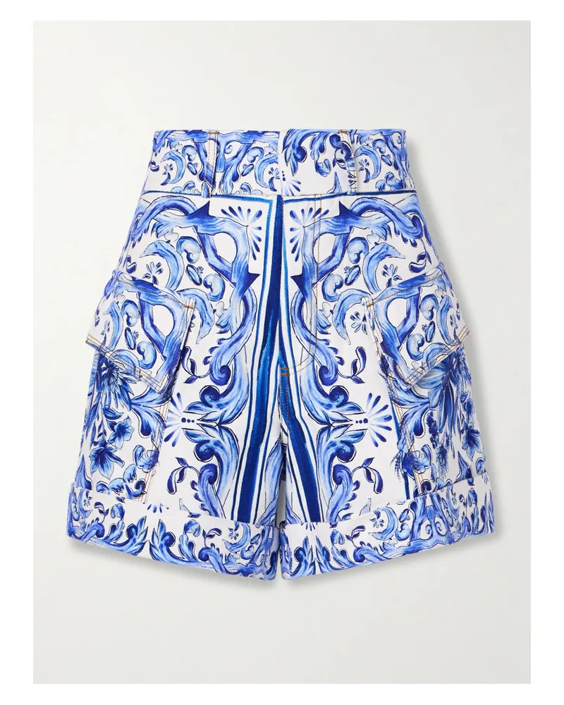 FARM Rio Shorts aus Twill mit Blumenprint Blau