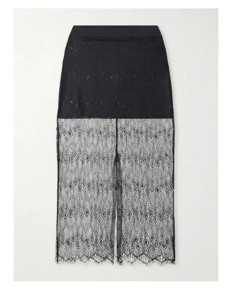 FRANKIE Shop Alrose Metallic Lace Midi Skirt - Black Black