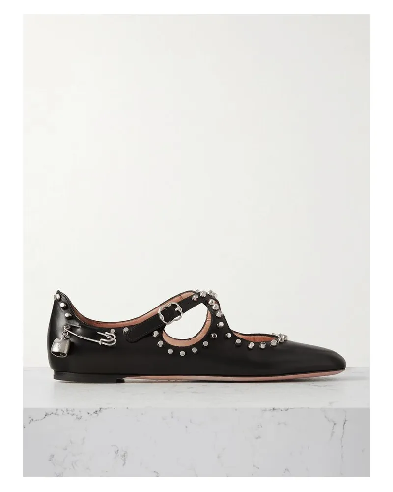 Bally Ballerinas Aus Leder Mit Nieten Und Verzierungen - Schwarz Schwarz