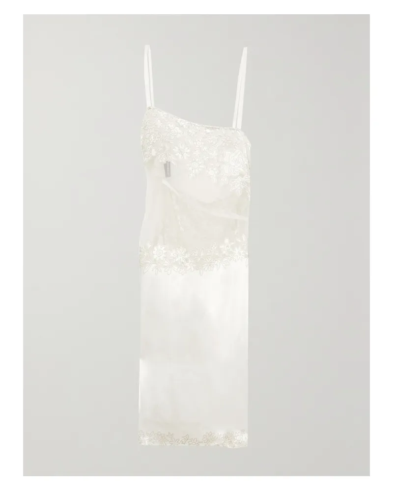 Jacquemus Le Haut Tombolo Rückenfreie Tunika Aus Glänzendem Jacquard Und Tüll Mit Stickereien - Weiß Weiß