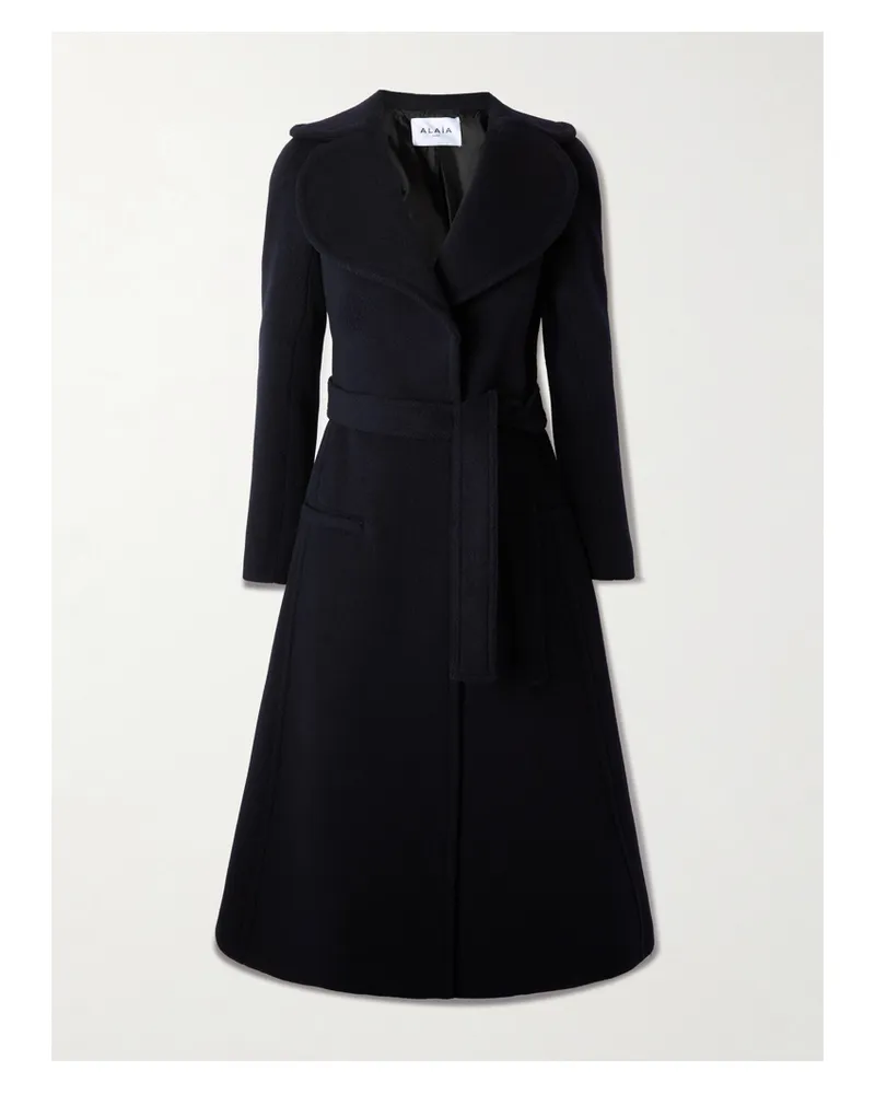 Alaïa Mantel Aus Wolle Mit Bindegürtel - Blau Blau
