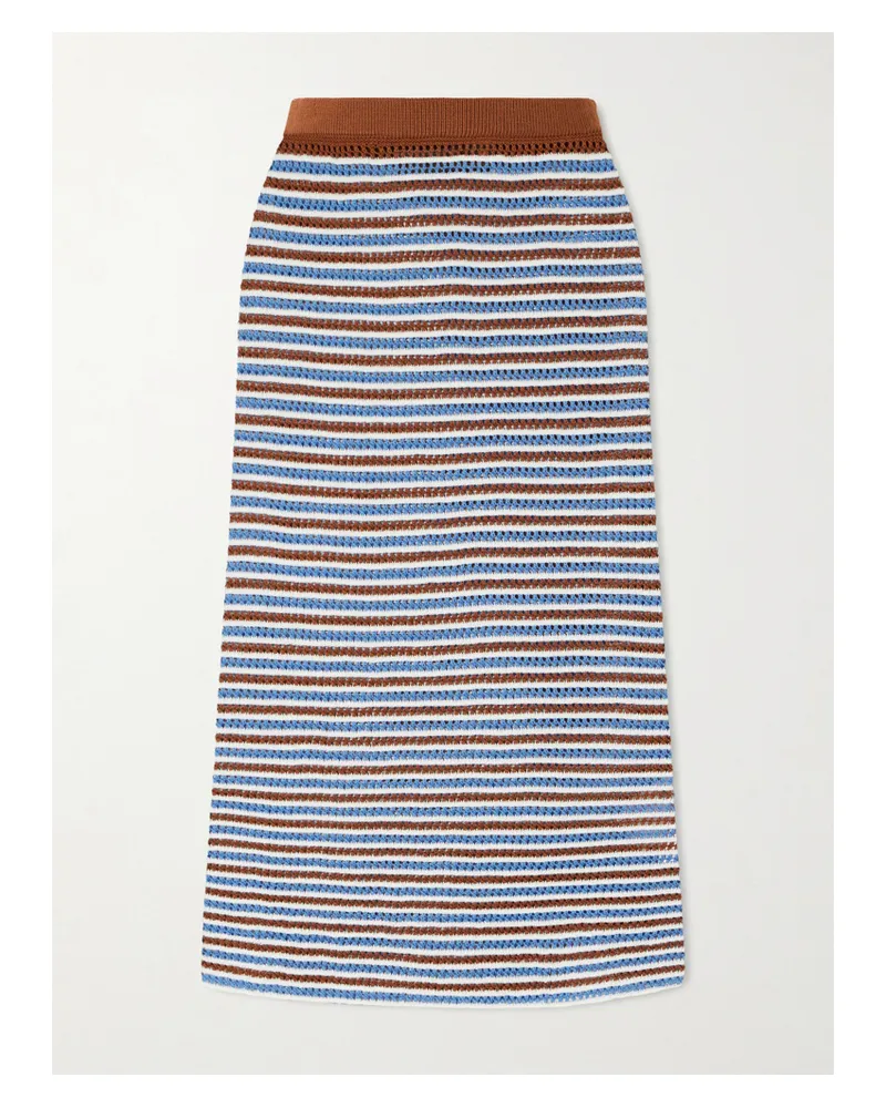 Marni Striped Open-knit Cotton Midi Skirt - Brown Brown