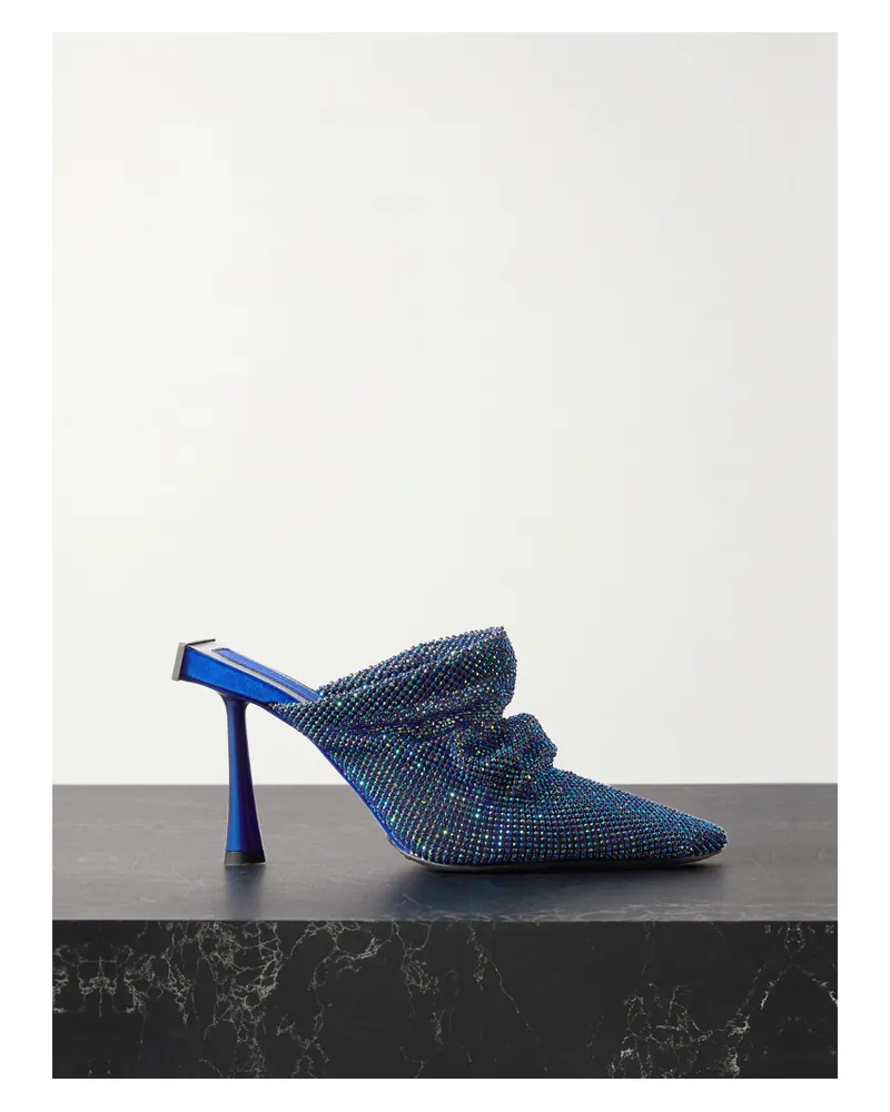 Benedetta Bruzziches Goliarda Mules Aus Metallic-mesh Mit Kristallen - Blau Blau