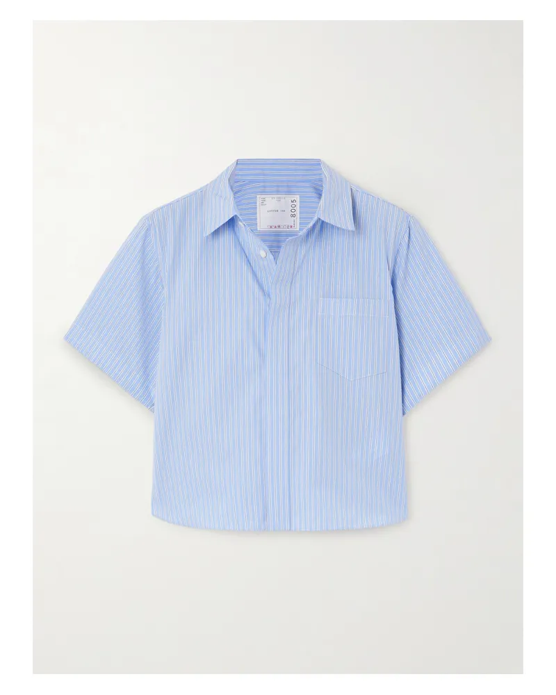 Sacai Verkürztes Hemd Aus Gestreifter Popeline - Blau Blau