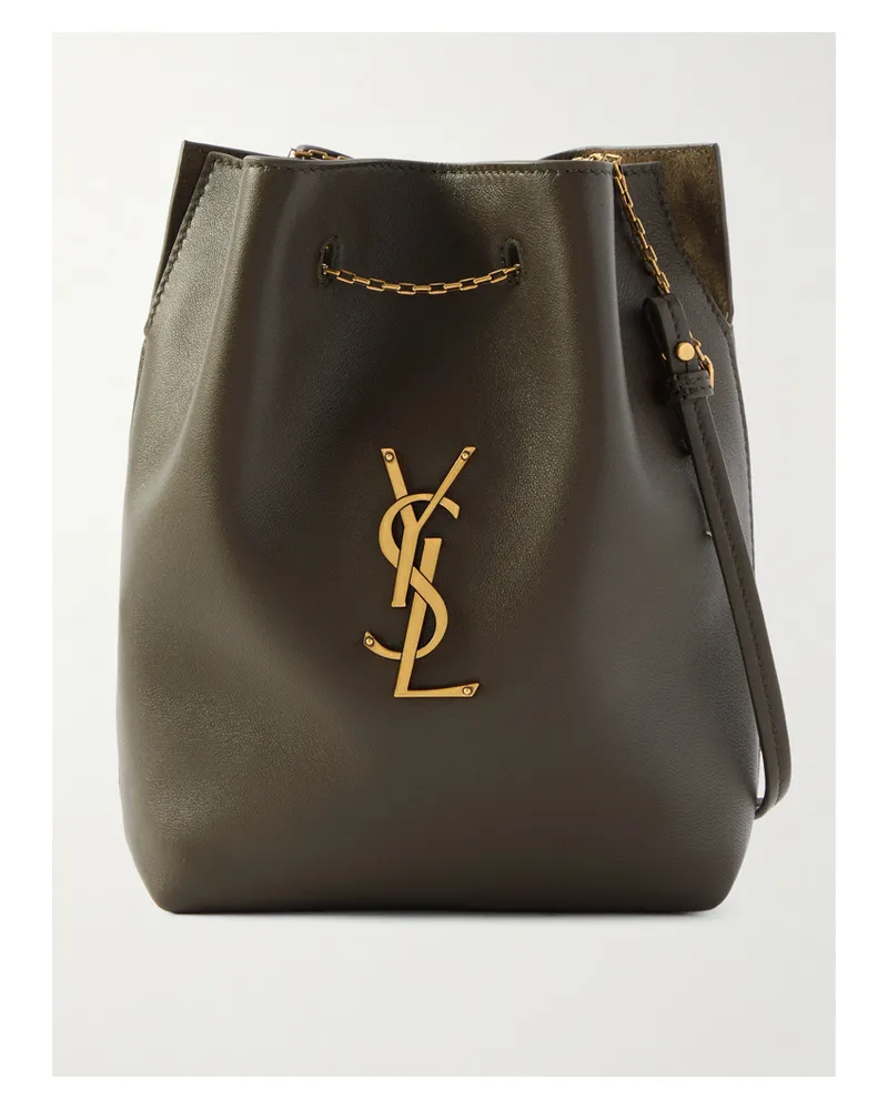 Saint Laurent Sintra Sport Appliquéd Leather Shoulder Bag - Gray Gray