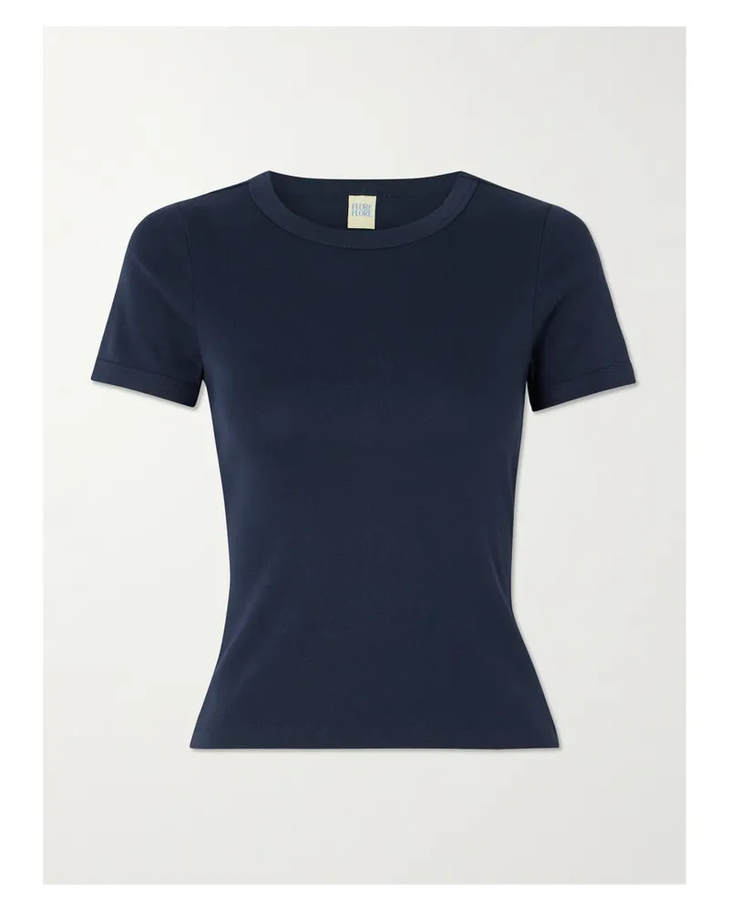 Flore Flore Car T-shirt Aus Geripptem Biobaumwoll-jersey - Blau Blau