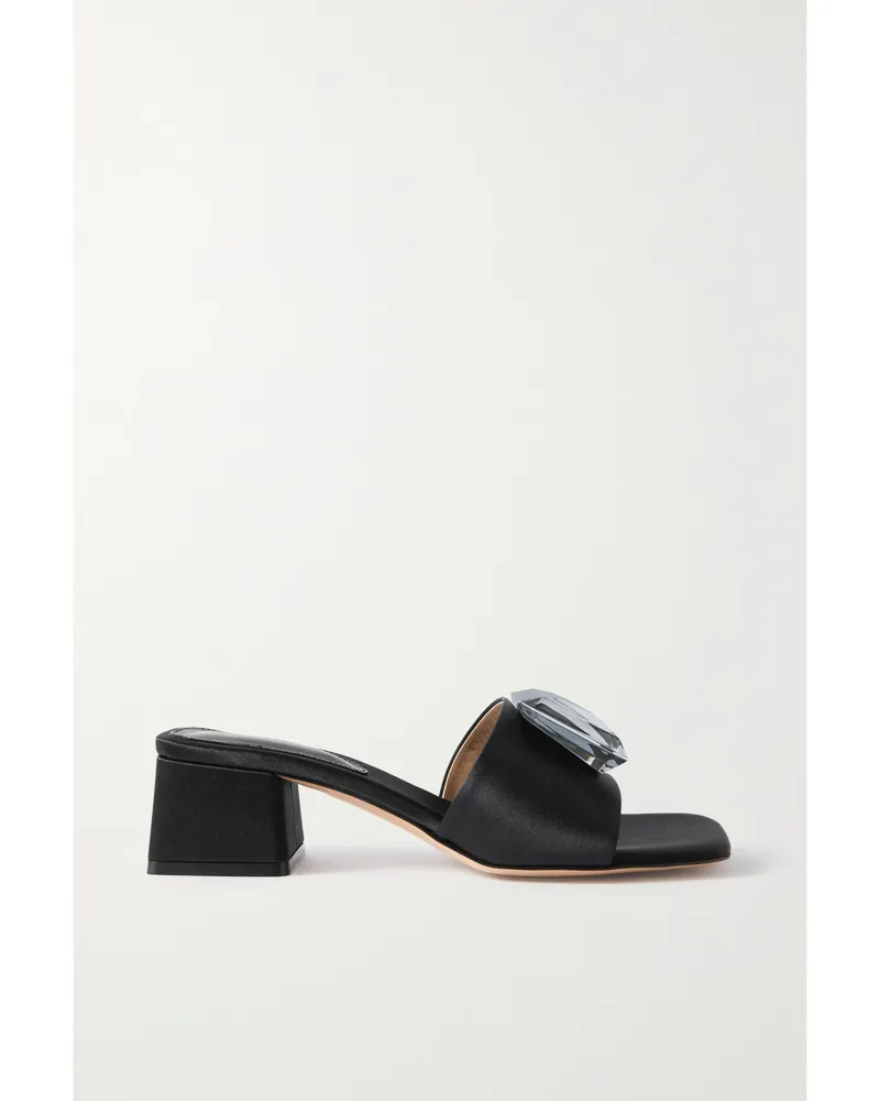 Gianvito Rossi Jaipur 45 Mules Aus Satin Mit Verzierung - Schwarz Schwarz